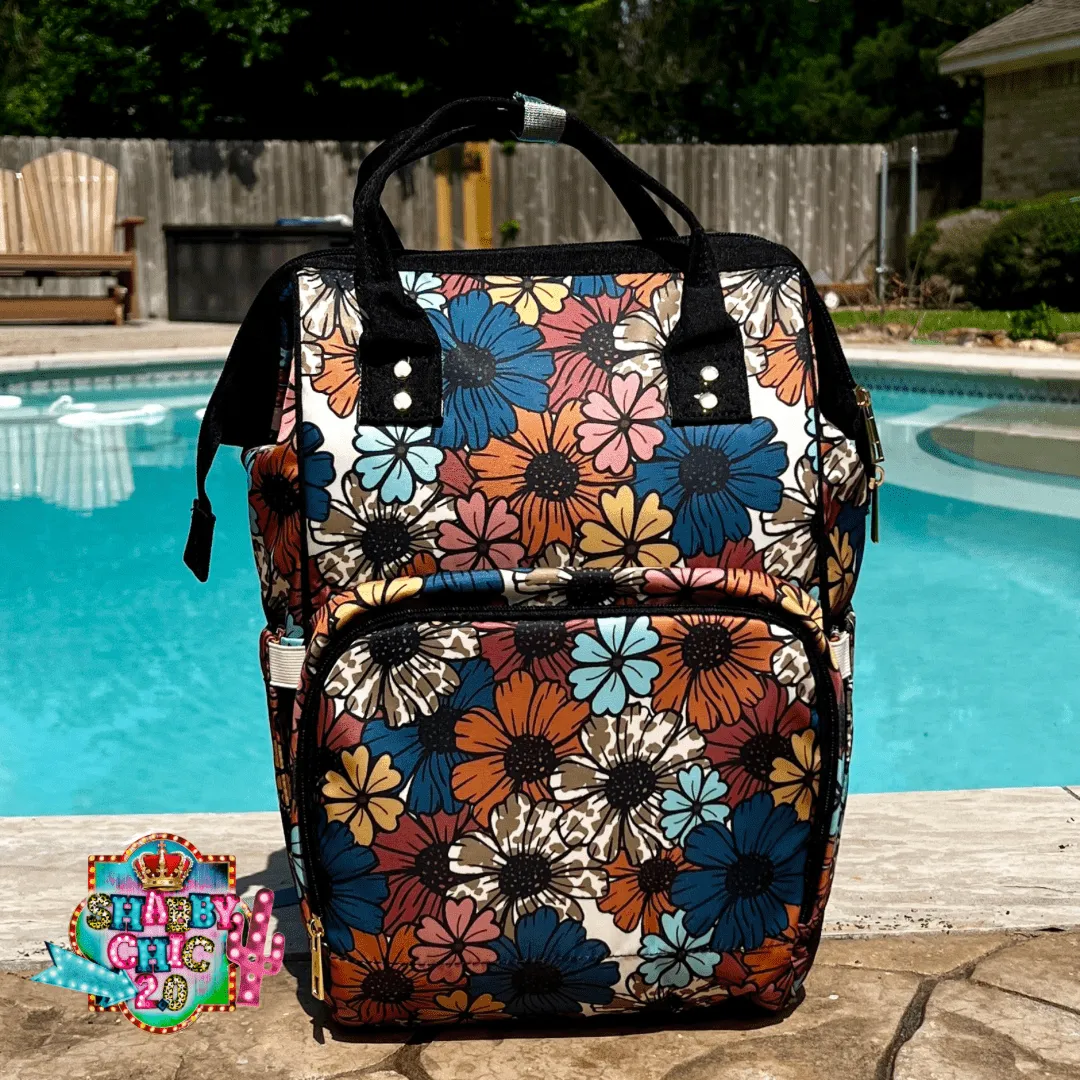 Subtle Floral Diaper Bag Backpack