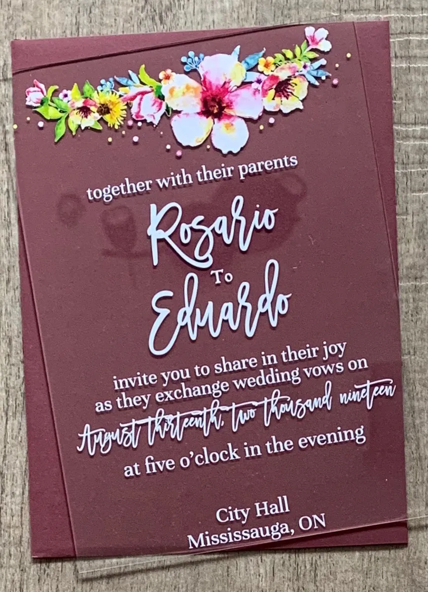SUMMER BOUQUET  ACRYLIC INVITATION 5"X7"