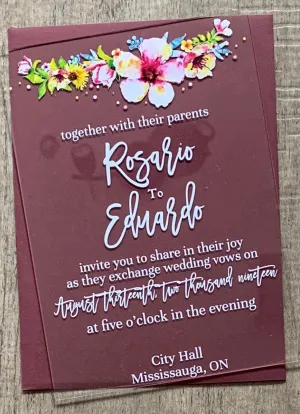 SUMMER BOUQUET  ACRYLIC INVITATION 5"X7"