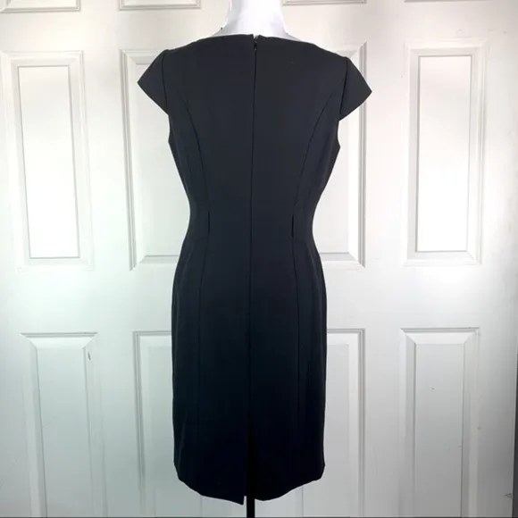 Tahari Arthur S. Levine Cap Sleeves Seam Accent Sheath Dress