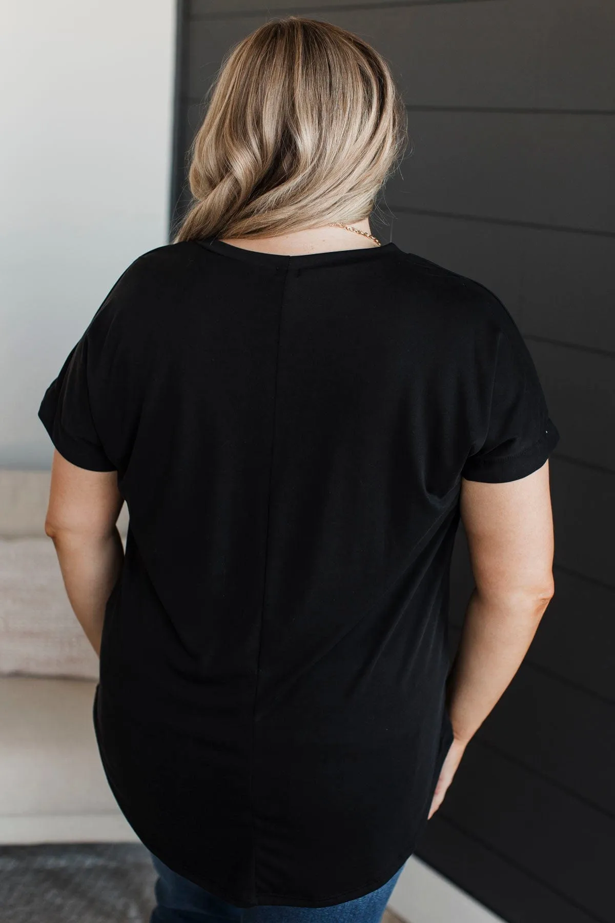 Take Me Shopping Short Sleeve Top- Black