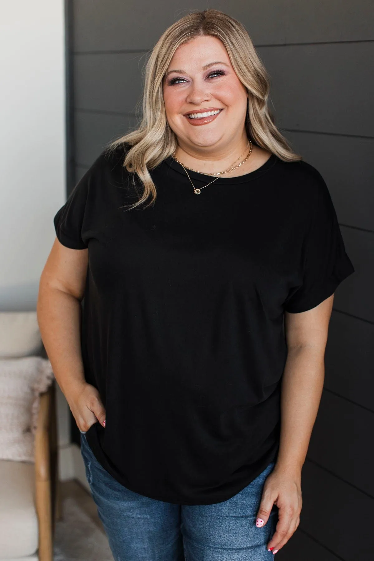 Take Me Shopping Short Sleeve Top- Black