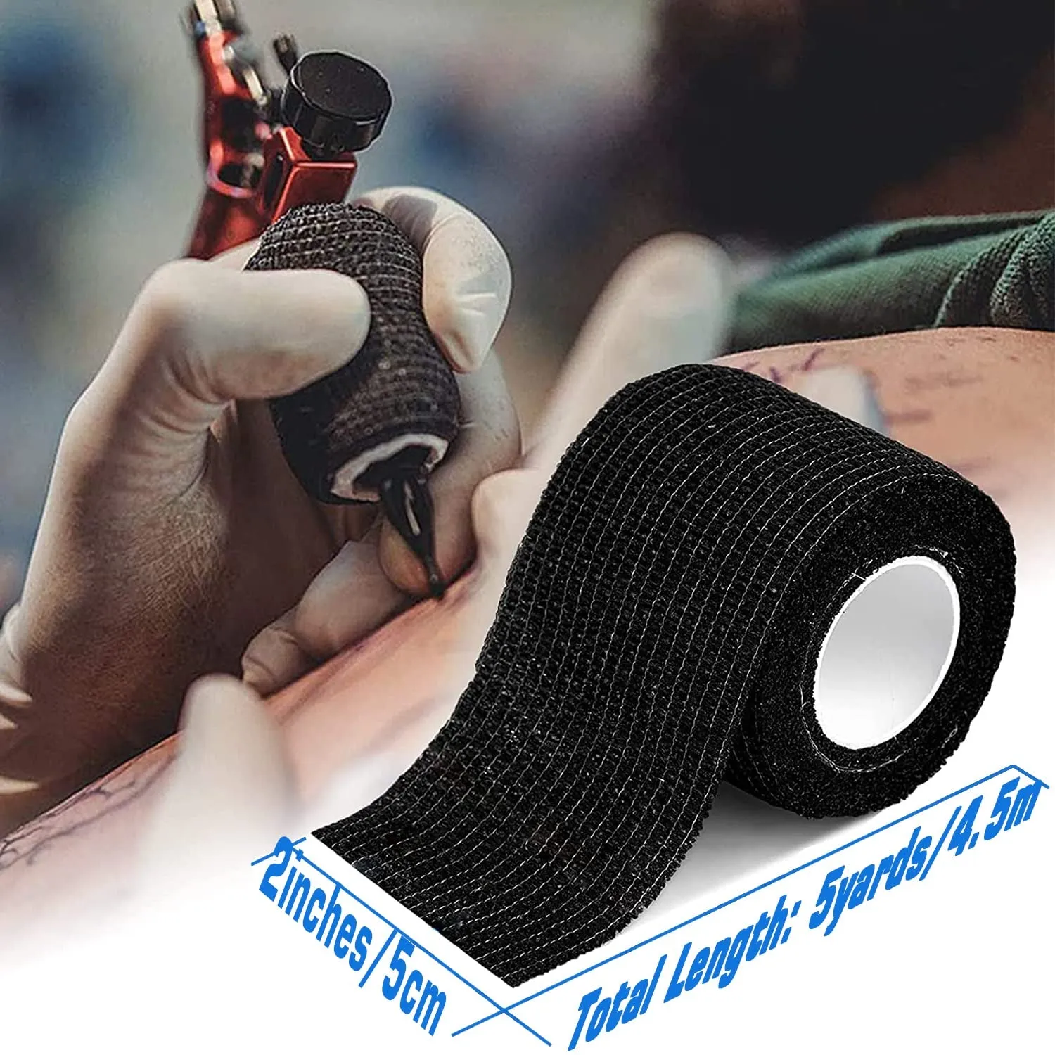 Tattoo Machine Pen Covers with Grip Tape Wrap -  200Pcs Large Tattoo Machine Covers Pink Tattoo Pen Bags Covers and 4Pcs Tattoo Machine Tape Grip Wrap Self-Adhesive Tape Tattoo Supplies