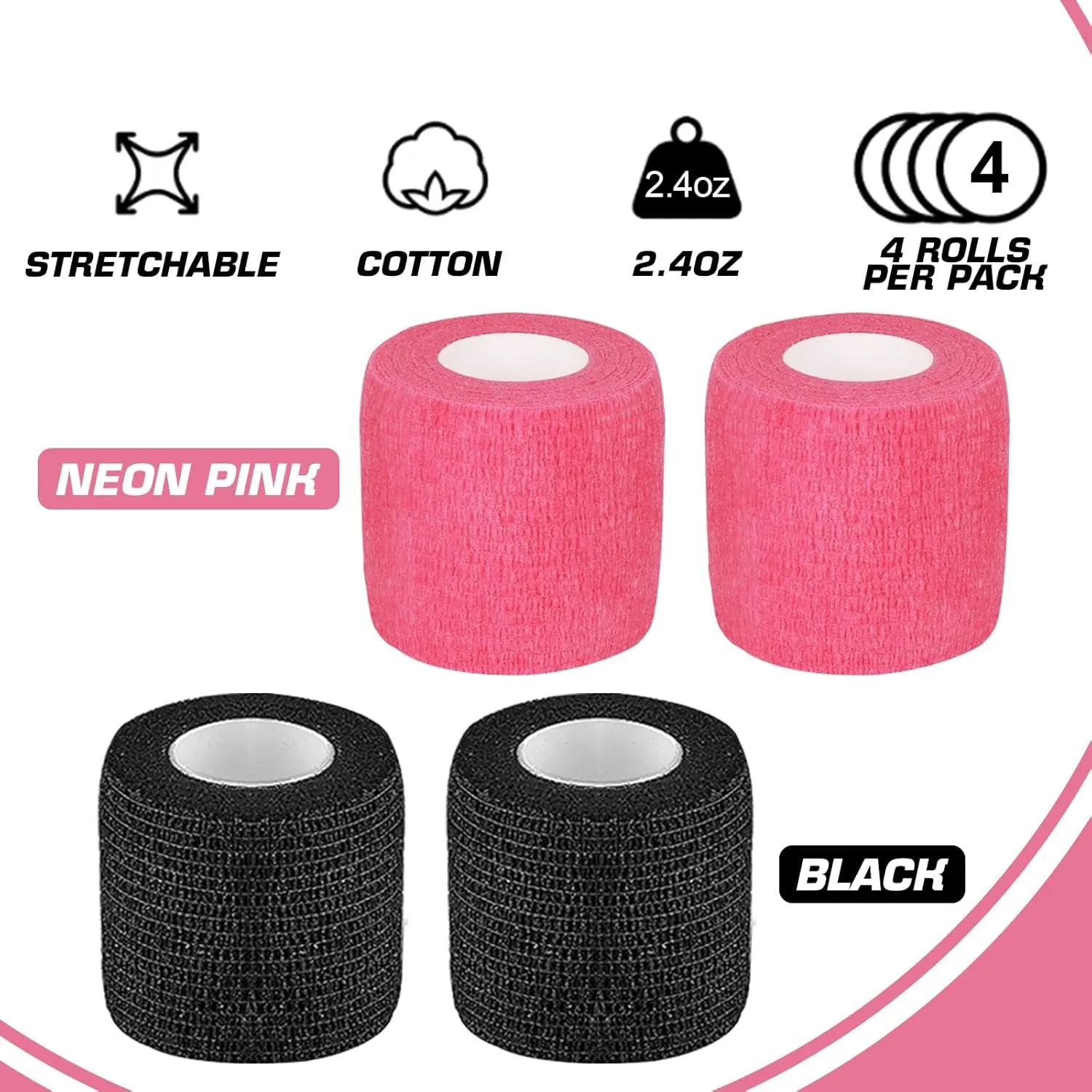 Tattoo Machine Pen Covers with Grip Tape Wrap -  200Pcs Large Tattoo Machine Covers Pink Tattoo Pen Bags Covers and 4Pcs Tattoo Machine Tape Grip Wrap Self-Adhesive Tape Tattoo Supplies