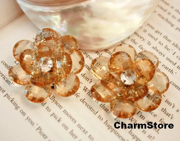 Tea Flower Bling open blossom CABOCHONS 4pcs 45mm