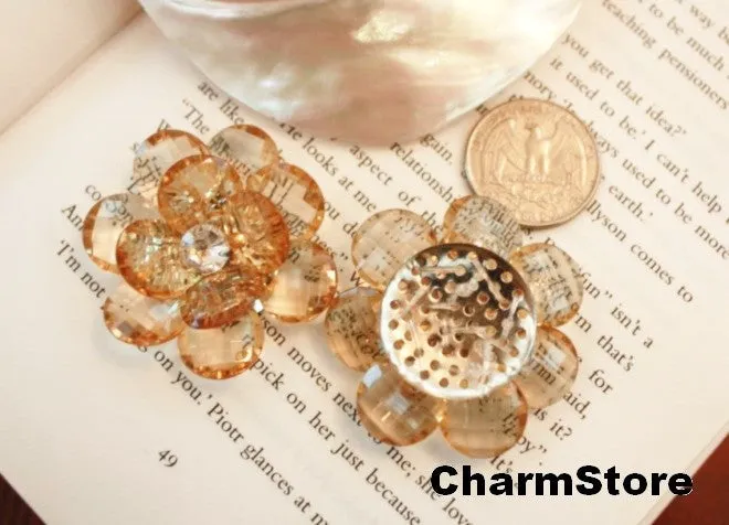 Tea Flower Bling open blossom CABOCHONS 4pcs 45mm