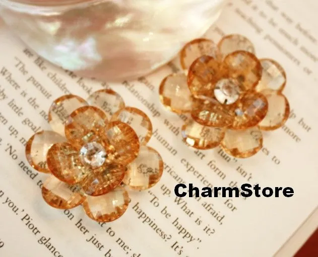 Tea Flower Bling open blossom CABOCHONS 4pcs 45mm