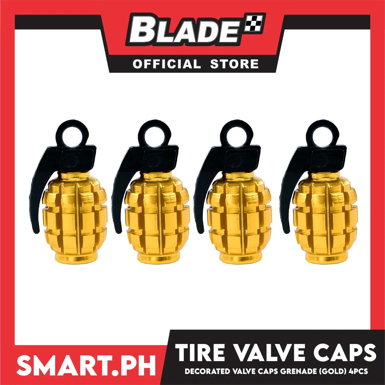 Tire Valve Cap 4pcs Granade Gold