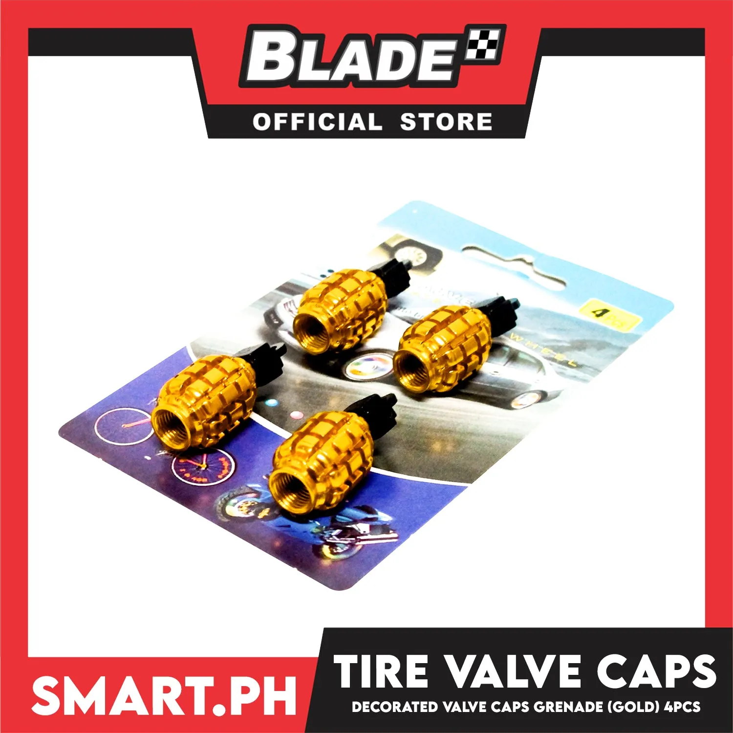 Tire Valve Cap 4pcs Granade Gold
