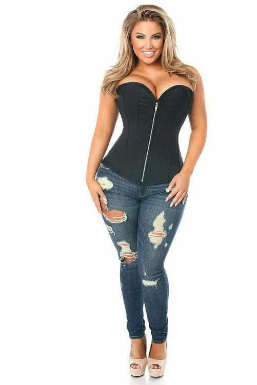 Top Drawer Black Cotton Steel Boned Corset w/Zipper