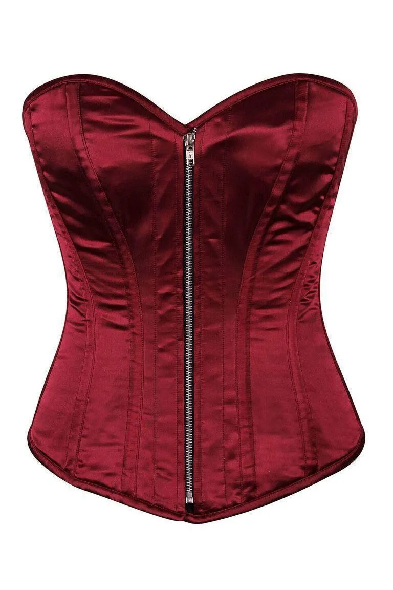 Top Drawer Bordeaux Satin Steel Boned Corset