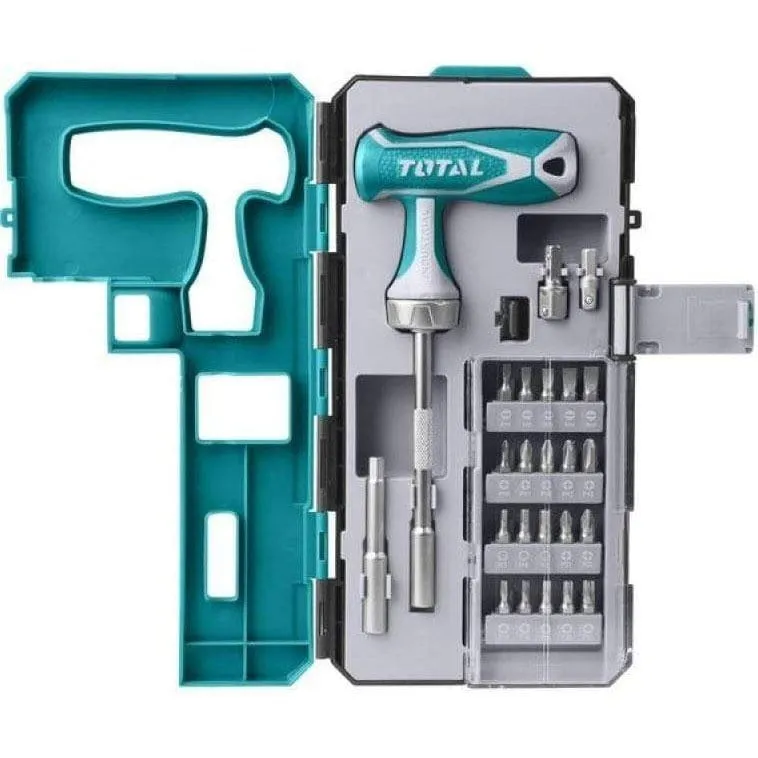 Total 25 Piece T Handle Wrench Screwdriver Set - TACSD30256