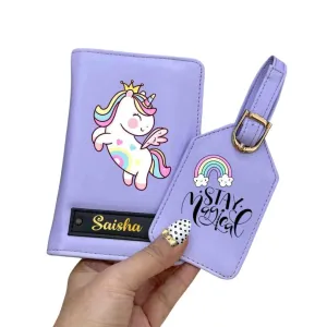Unicorn Passport cover and Bag Tag Combo