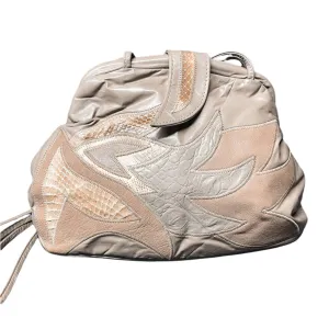 Vintage 80s Taupe Leather/Snakeskin/Lizard Shoulder Bag