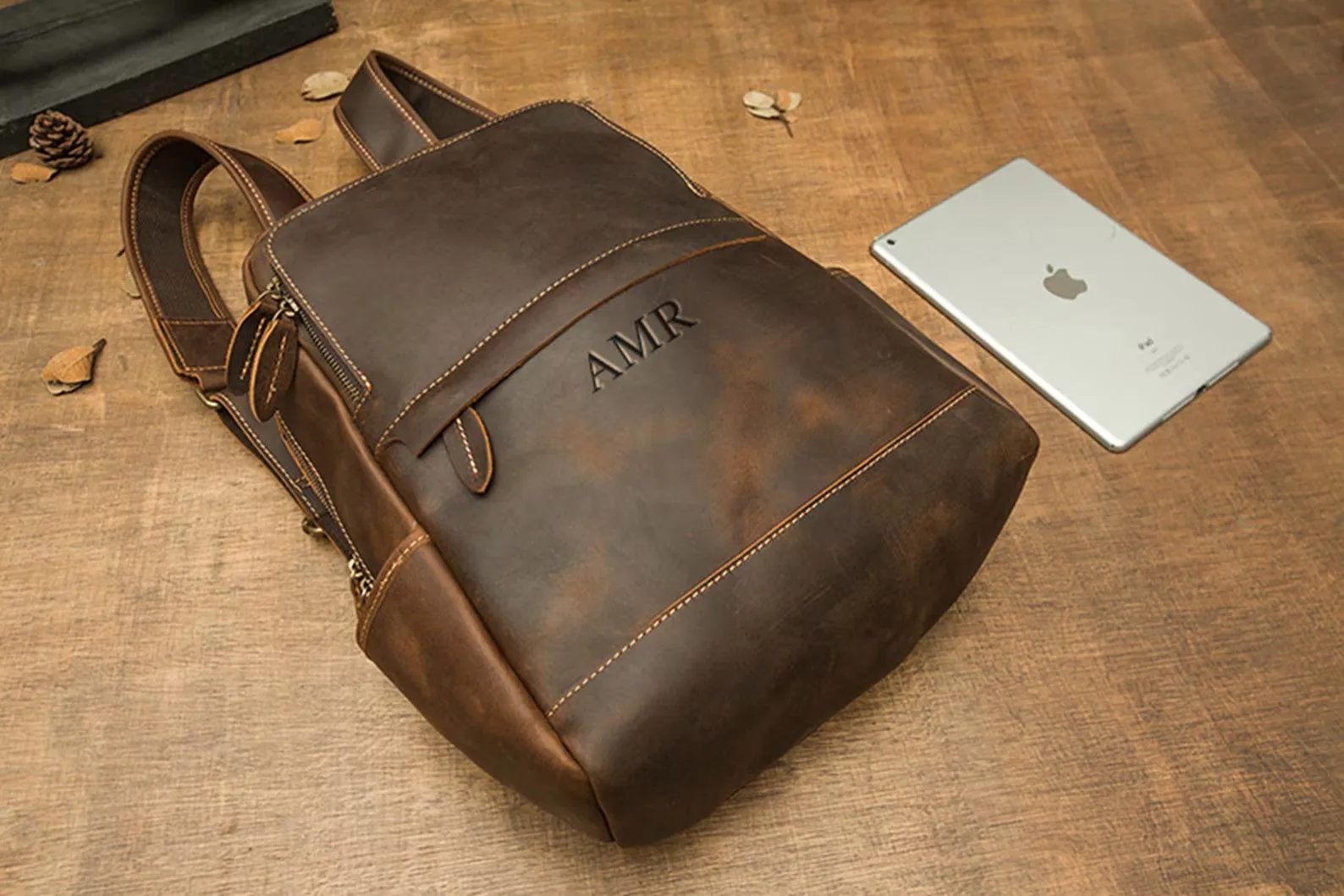 Vintage Leather Backpack, Rucksack