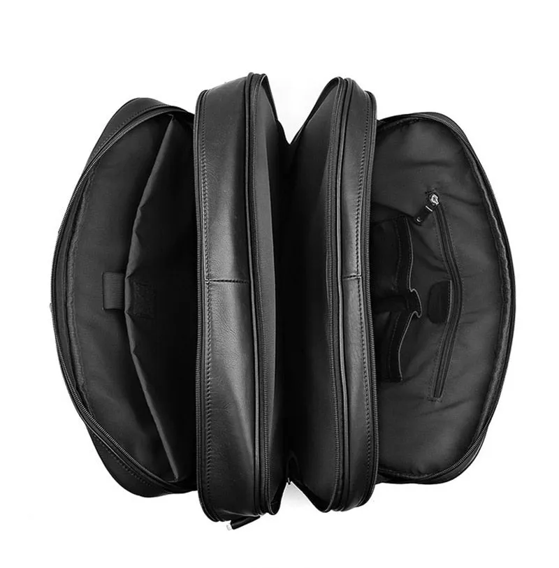 Voyager Leather Jumbo Briefcase 17 inches Laptop Carrying Case for Men