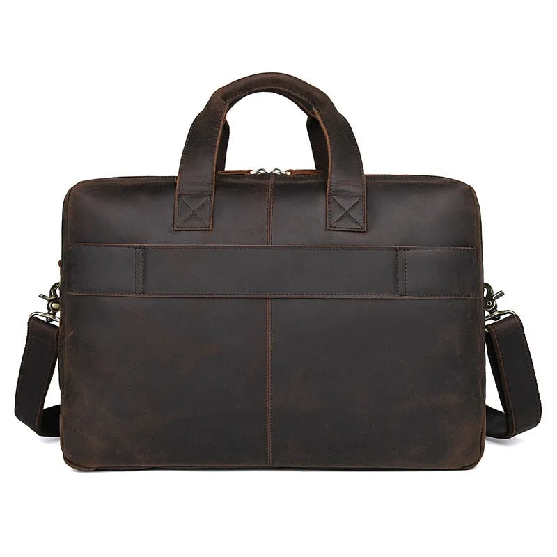 Voyager Leather Jumbo Briefcase 17 inches Laptop Carrying Case for Men