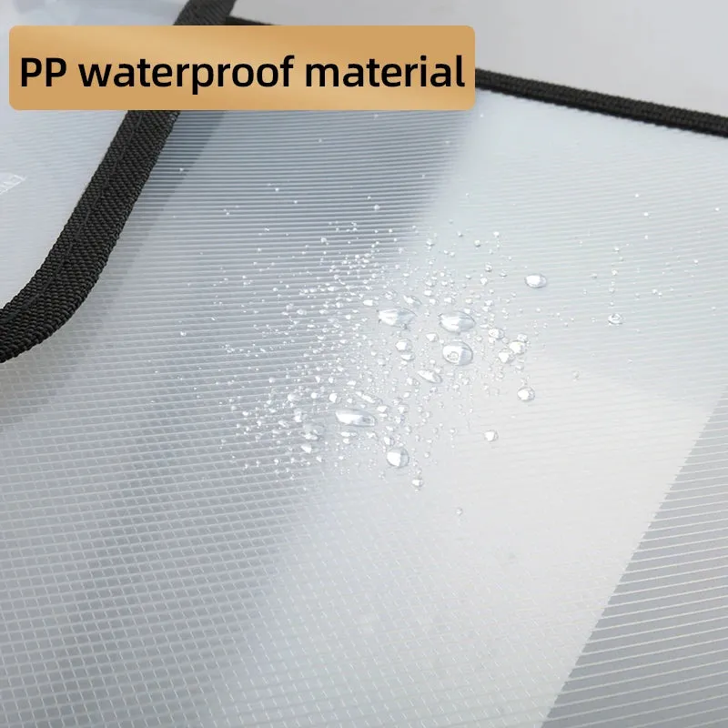 Waterproof A4 Transparent File Folder - Press Button Plastic Document Bag for Office Supplies