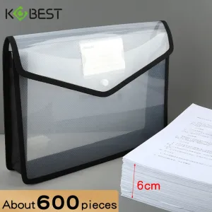 Waterproof A4 Transparent File Folder - Press Button Plastic Document Bag for Office Supplies