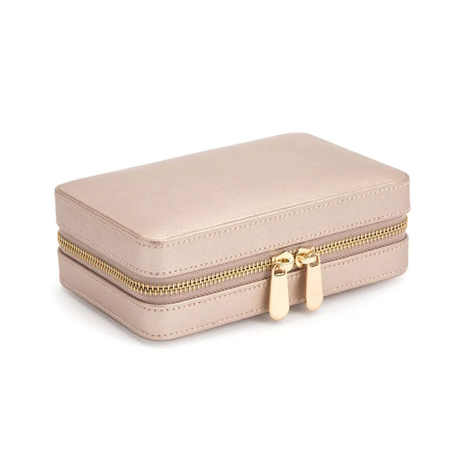 WOLF Leather Jewelry Zip Case in Rose Gold