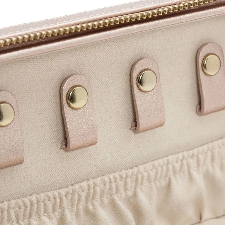 WOLF Leather Jewelry Zip Case in Rose Gold