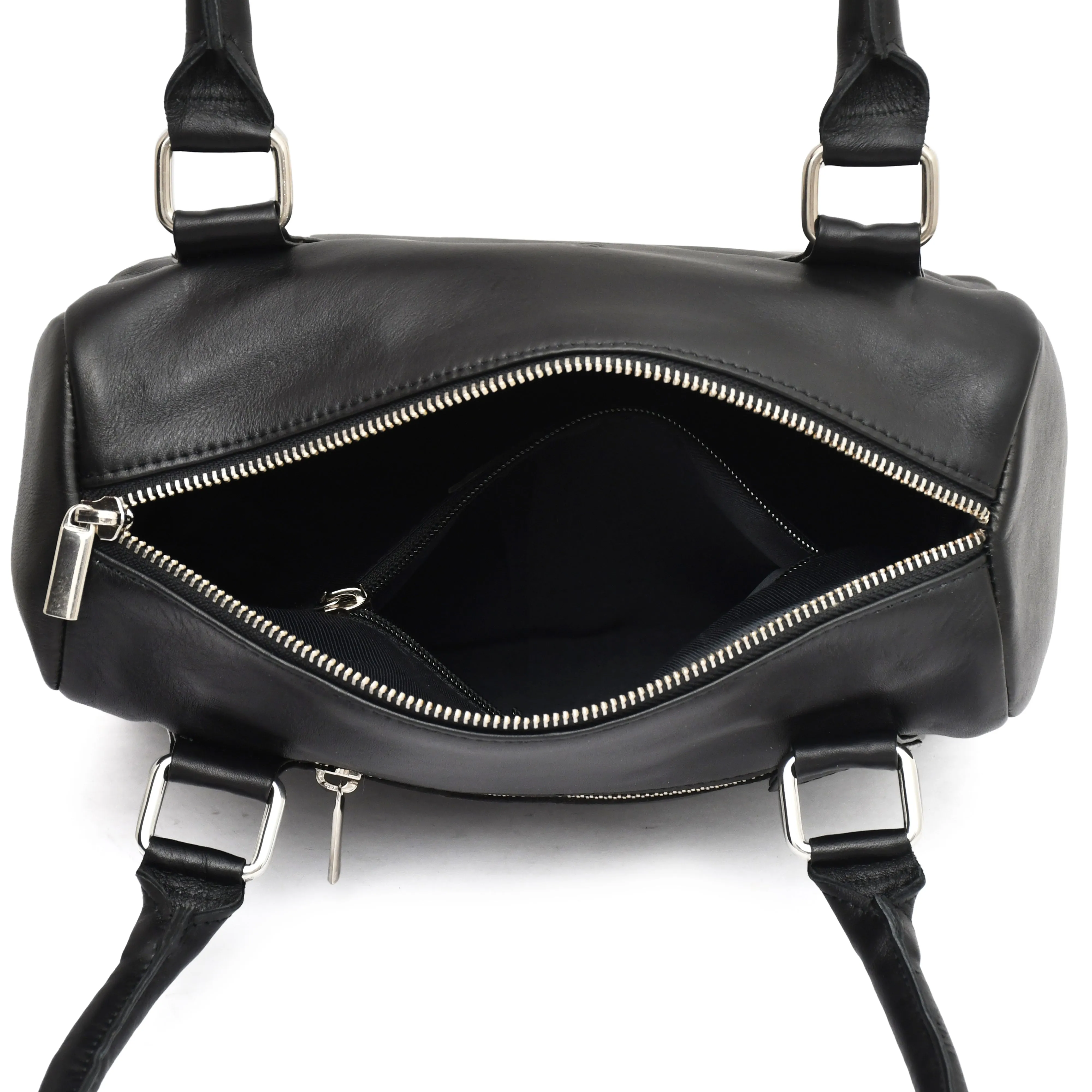 Women Black Medium-Size Leather Bag Style Code 3002Black