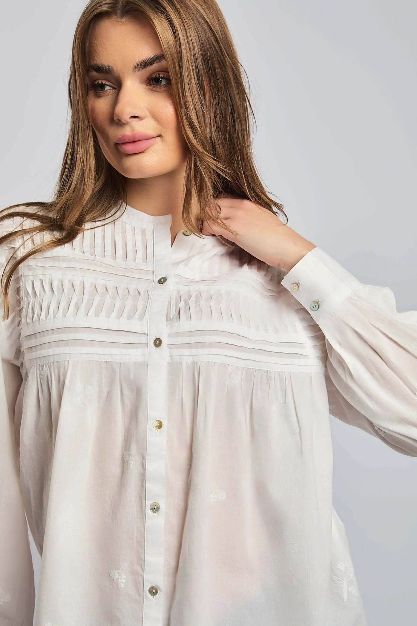 Women Blouse Cotton  Long Sleeve Oversized White