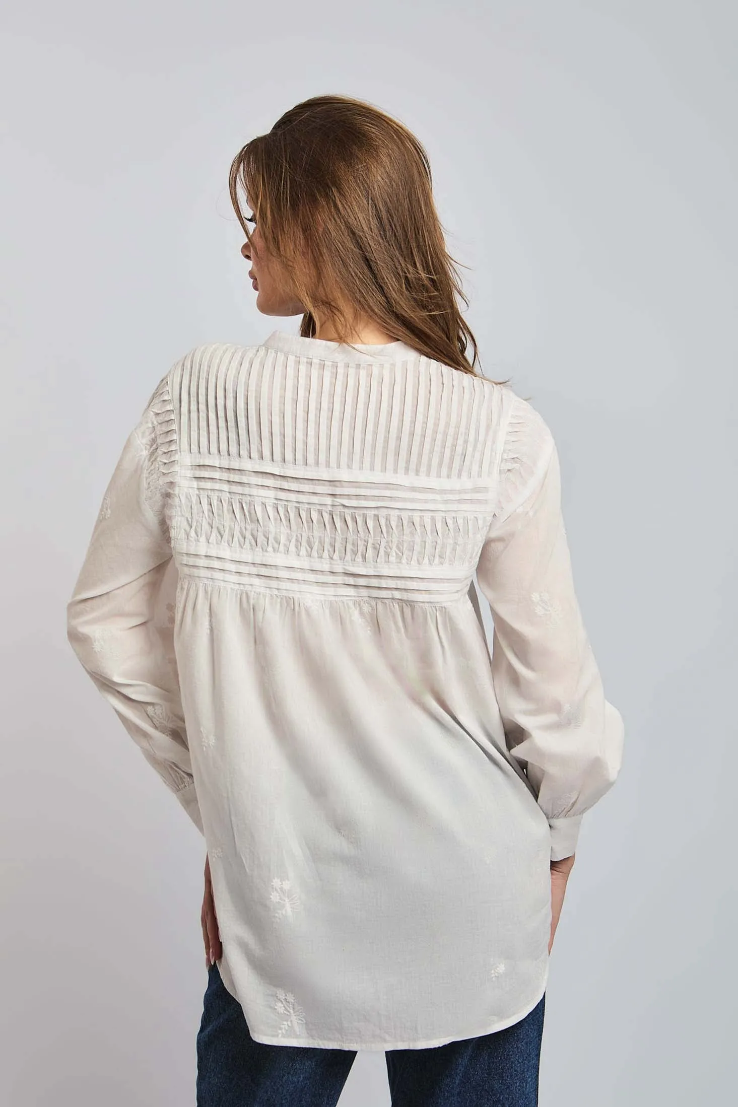 Women Blouse Cotton  Long Sleeve Oversized White