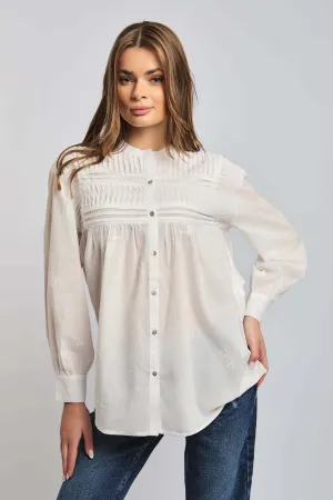 Women Blouse Cotton  Long Sleeve Oversized White