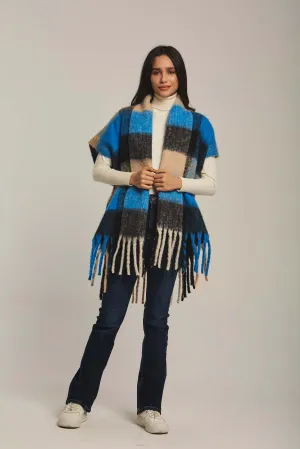 Women Cape Fancy Checks Regular Fit Blue