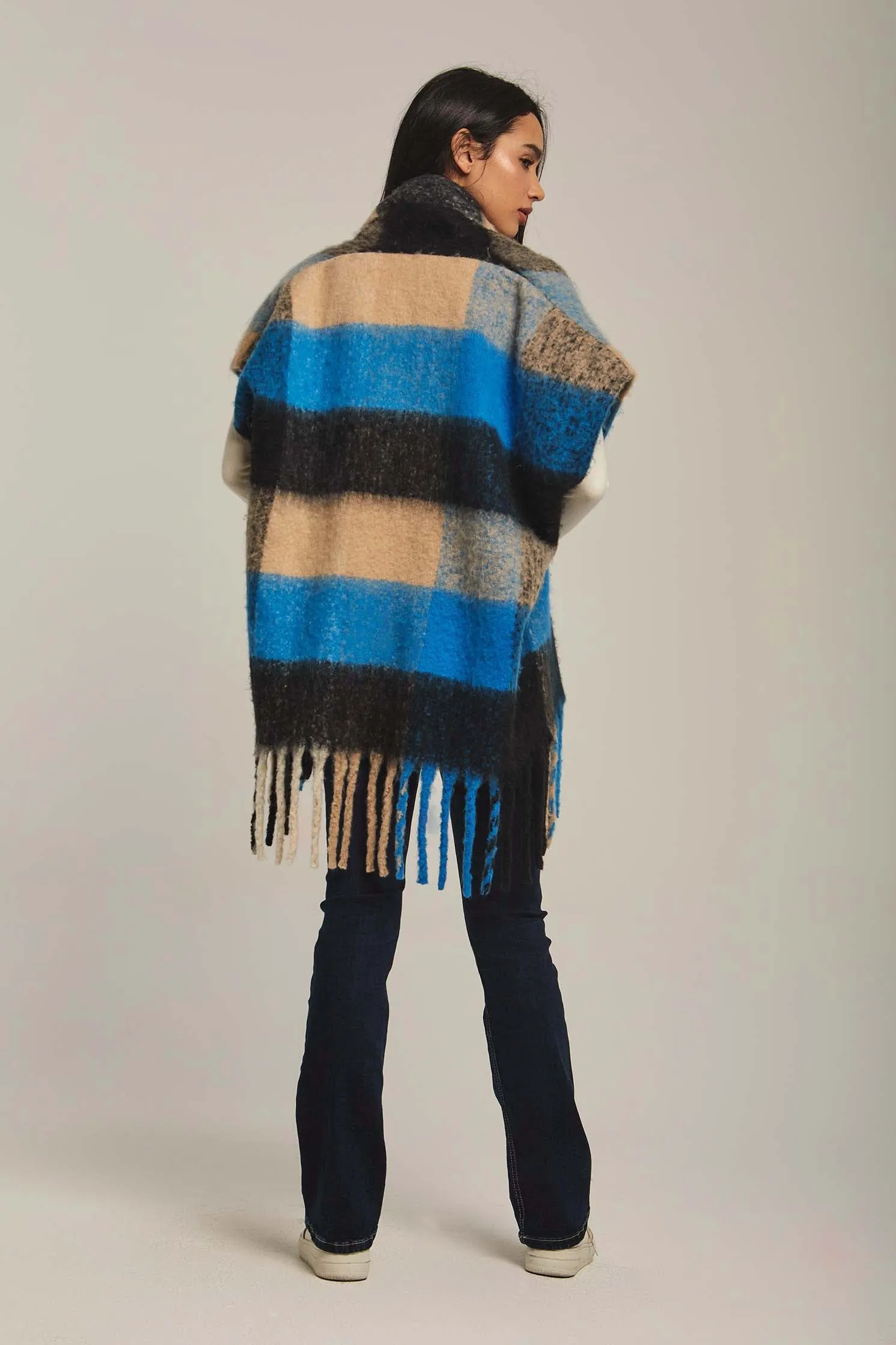 Women Cape Fancy Checks Regular Fit Blue