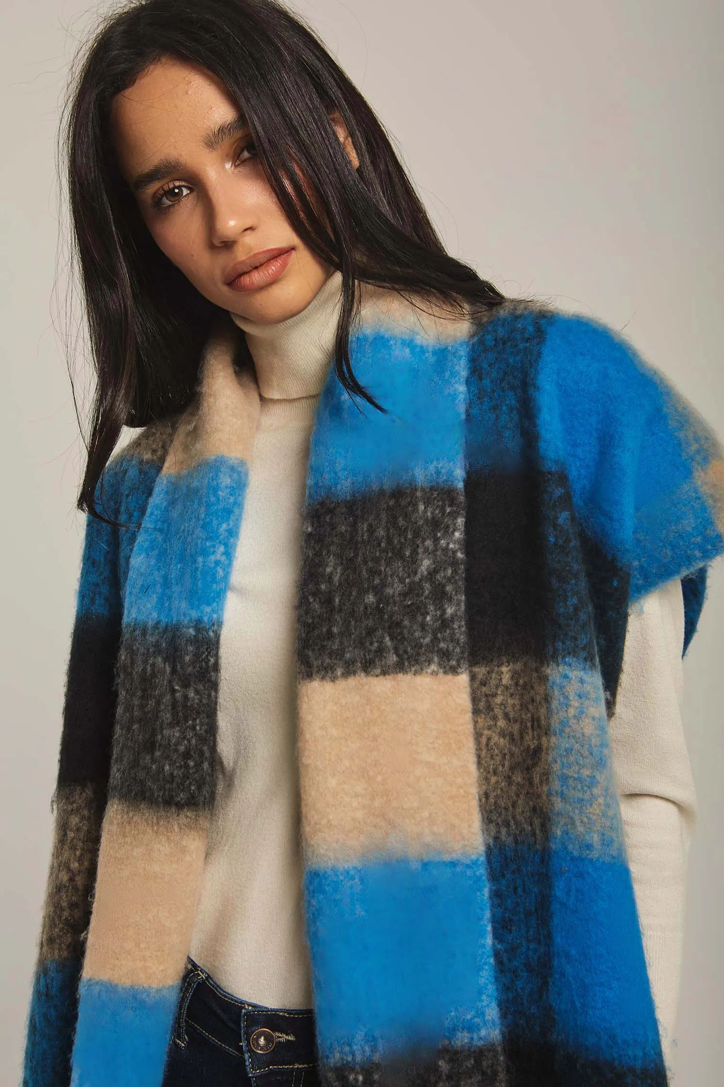 Women Cape Fancy Checks Regular Fit Blue