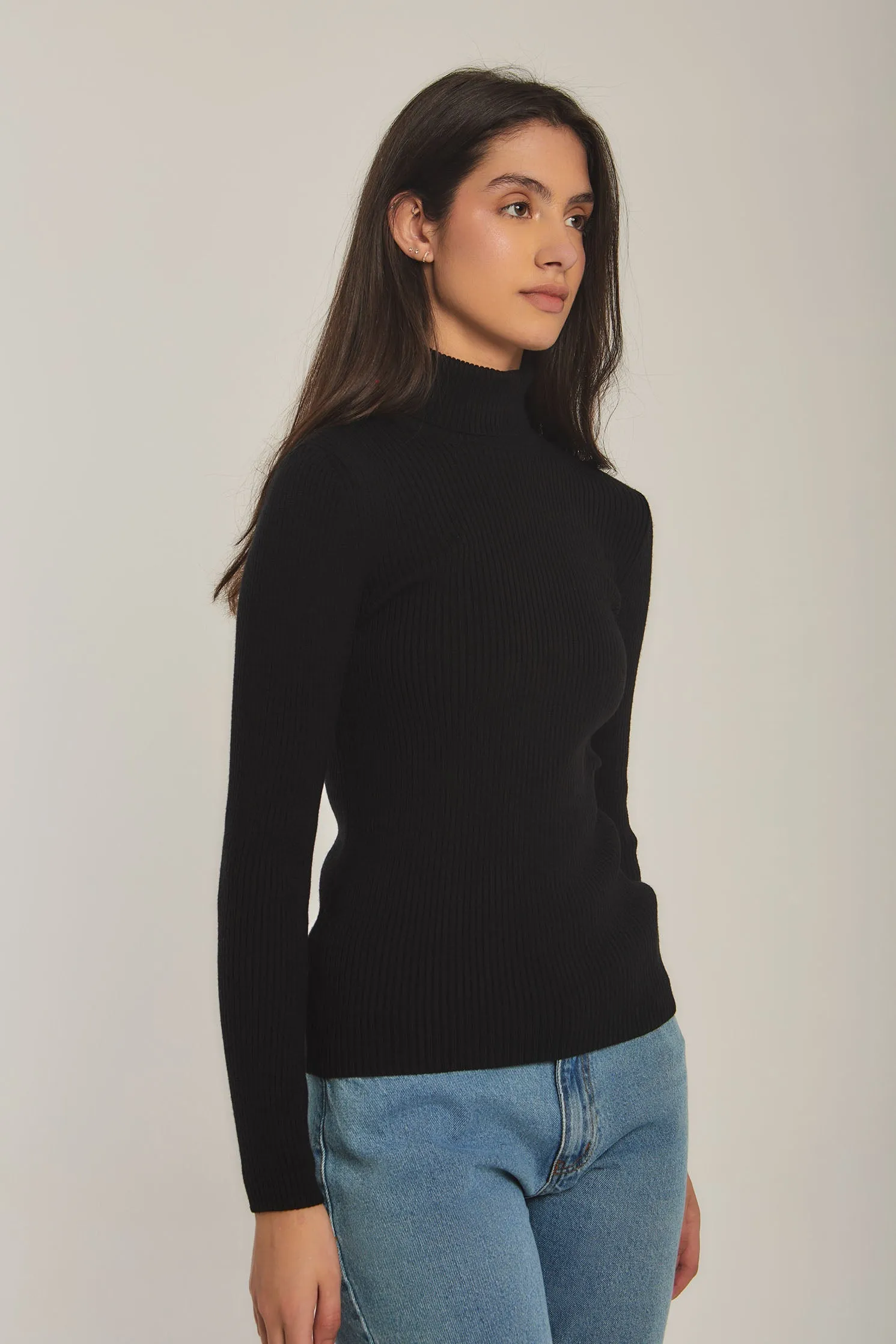 Women Sweat Shirt Crew Neck Regular Black