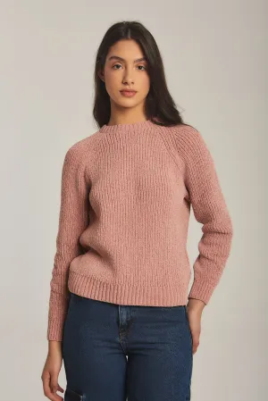 Women Sweat Shirt Crew Neck RegularPink