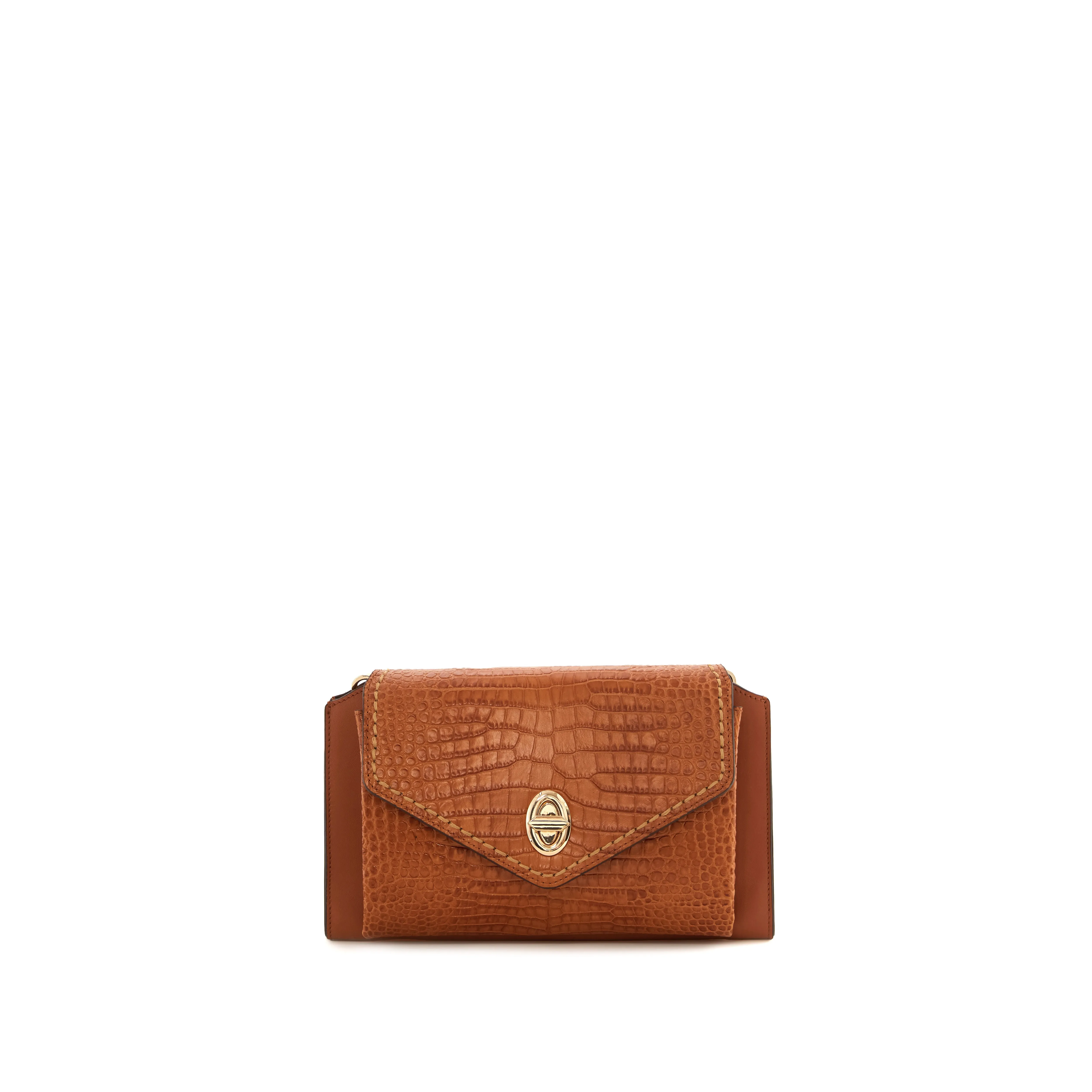 Women's Calf Leather Crocodile Embossed Handmade Crossbody Bag