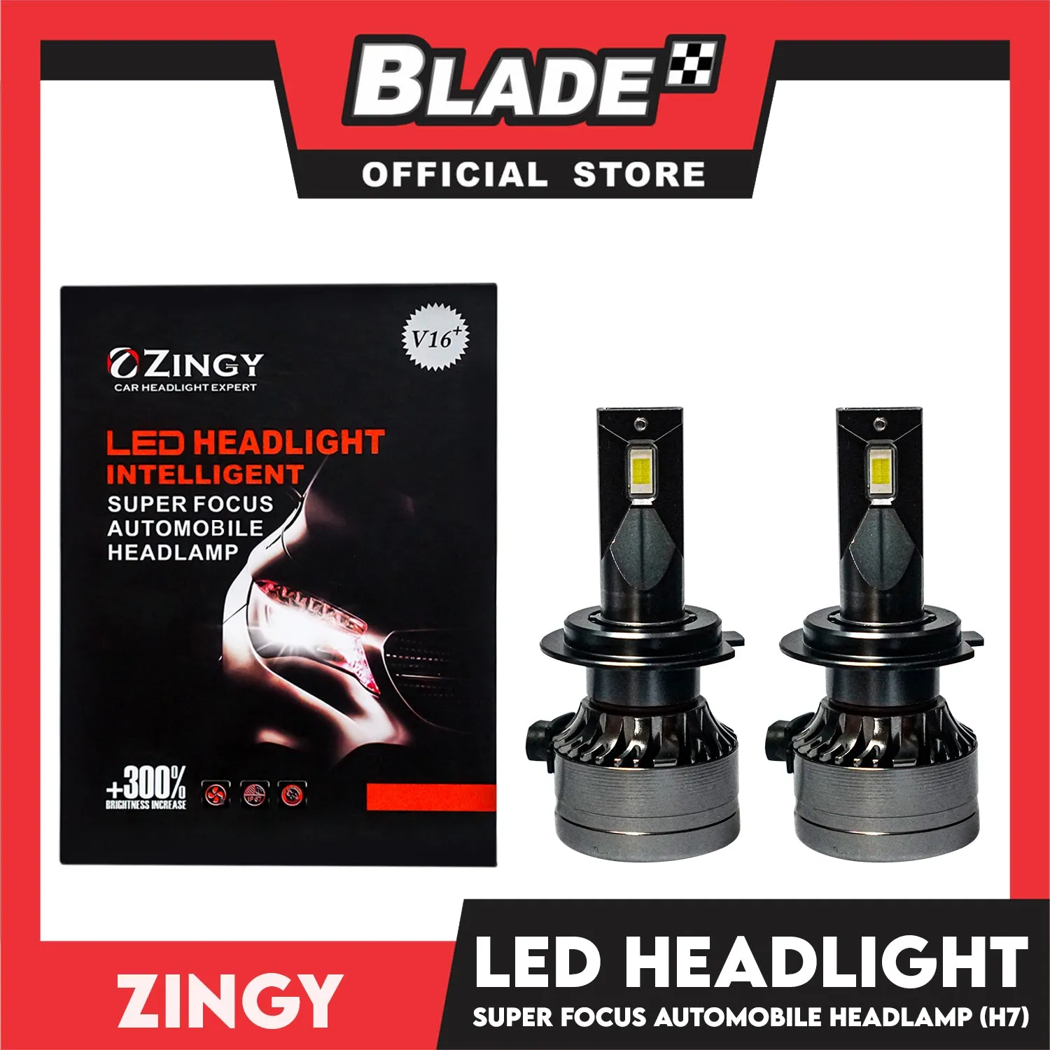 Zingy Car Headlight Intelligent Super Focus Auto Head Lamp, Turbo Led V16  H7 6000K